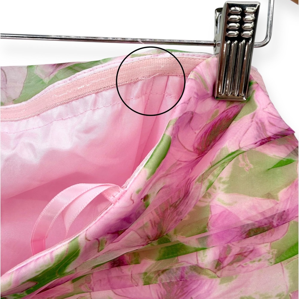 NWT Mac Duggal Pink Floral Strapless Chiffon Gown W/ Ruffle Detail $598 Size 14 - Picture 13 of 16
